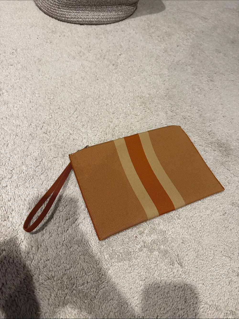 Rothy's Tan and Camel Stripe Wristlet Clutch - Picture 3 of 3